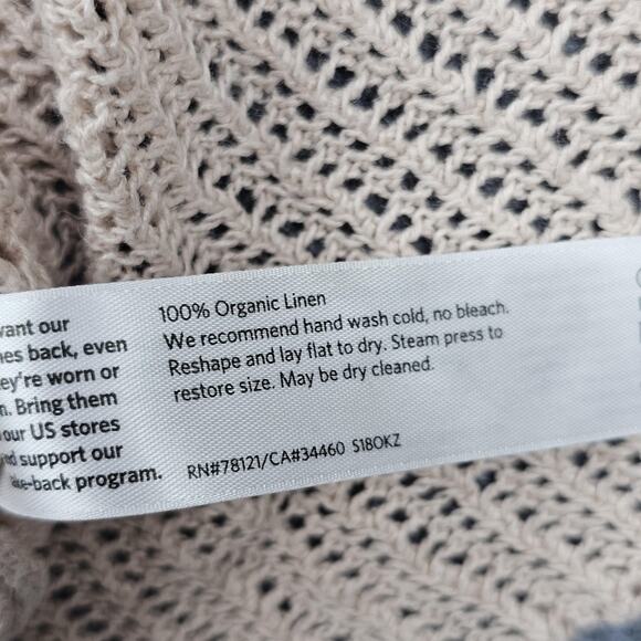 Eileen Fisher Cardigan Womens 3X Beige Organic Linen Open Front Knit Lightweight - Picture 6 of 7